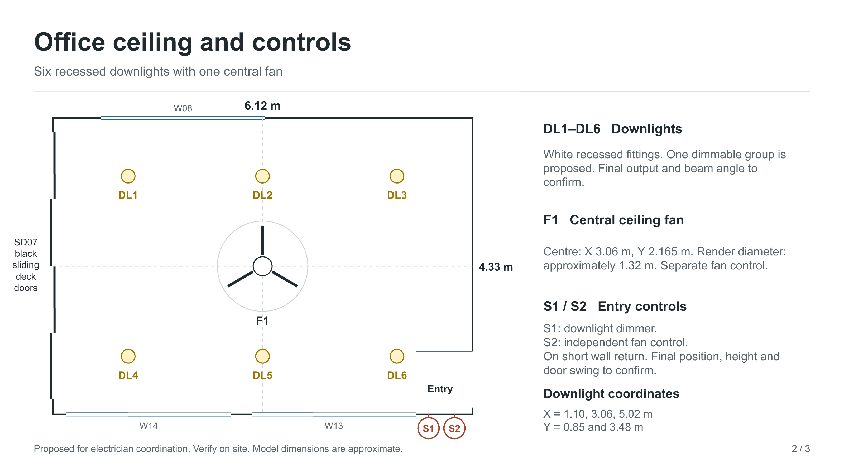 Lighting and ceiling fan concept plan preview.